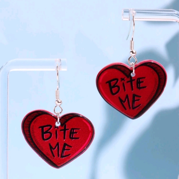 None Jewelry - Bite Me Heart shaped earrings